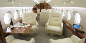 Falcon 900 heavy jet interior