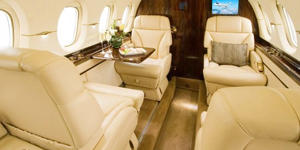Hawker 850XP midsize jet interior