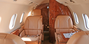 Learjet 55 midsize jet interior