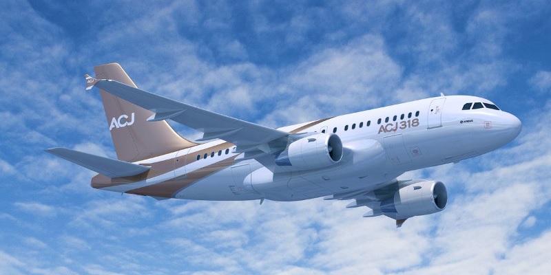 Airbus ACJ318 corporate jet exterior, VIP airliner charter in Mexico
