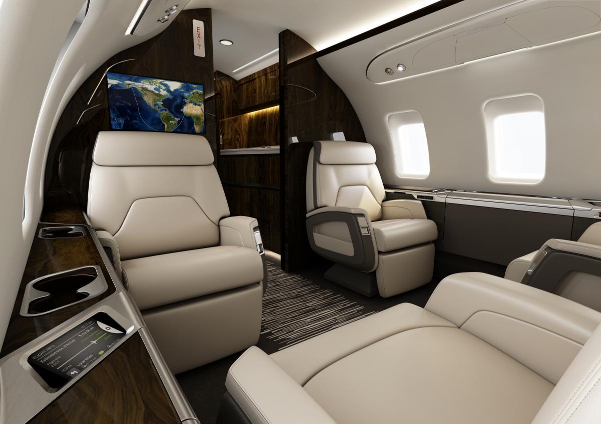 Bombardier Challenger 650 heavy jet interior