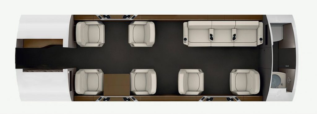 Bombardier Challenger 650 heavy jet interior