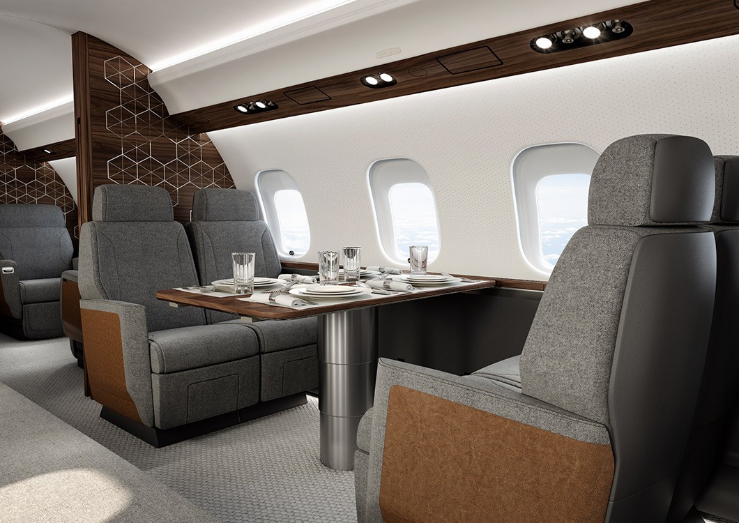 Bombardier Global 6500 long range jet interior