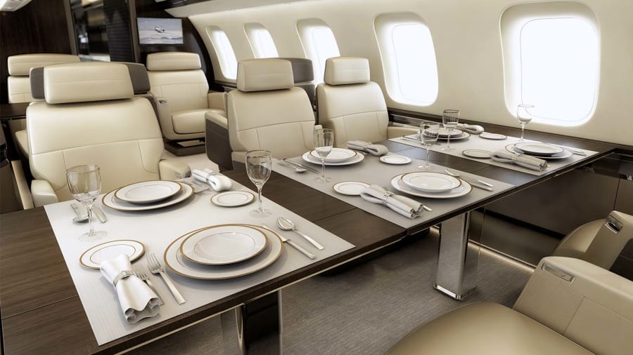 Bombardier Global 7500 long range jet interior